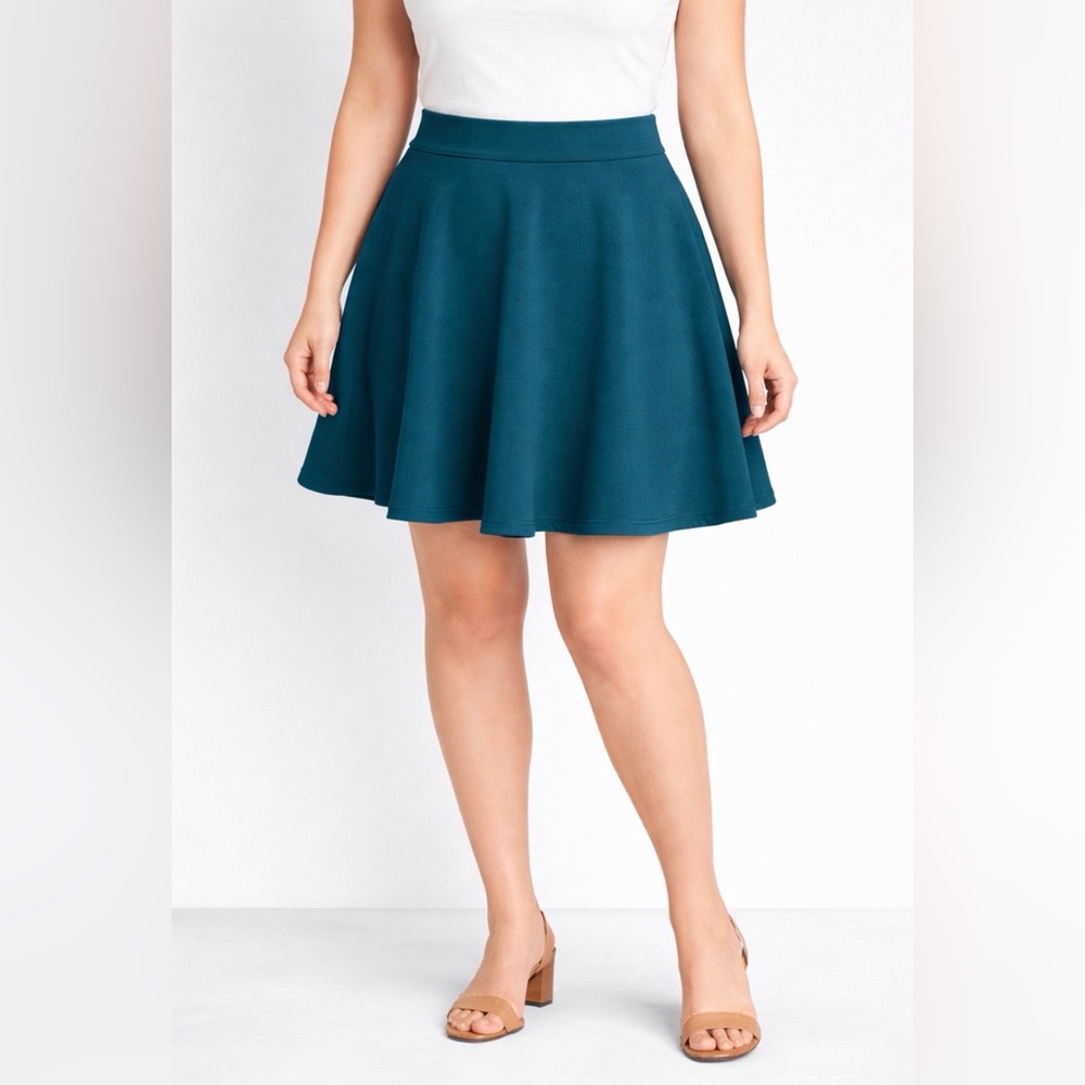 EIMIN women’s size M Teal Skater Skirt NWOT  Stretch Flared Mini(A491)